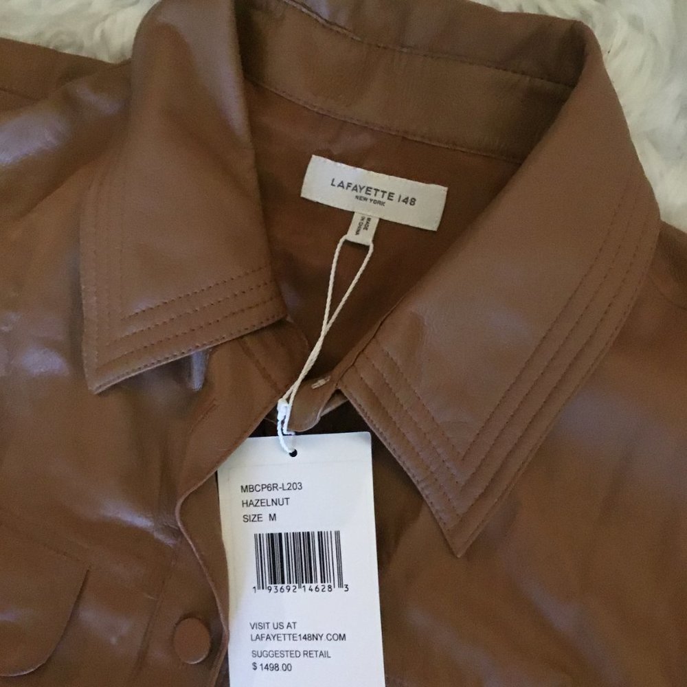 Lafayette 148 New York leather top size M brand new oversized $1498.00 - Picture 2 of 3